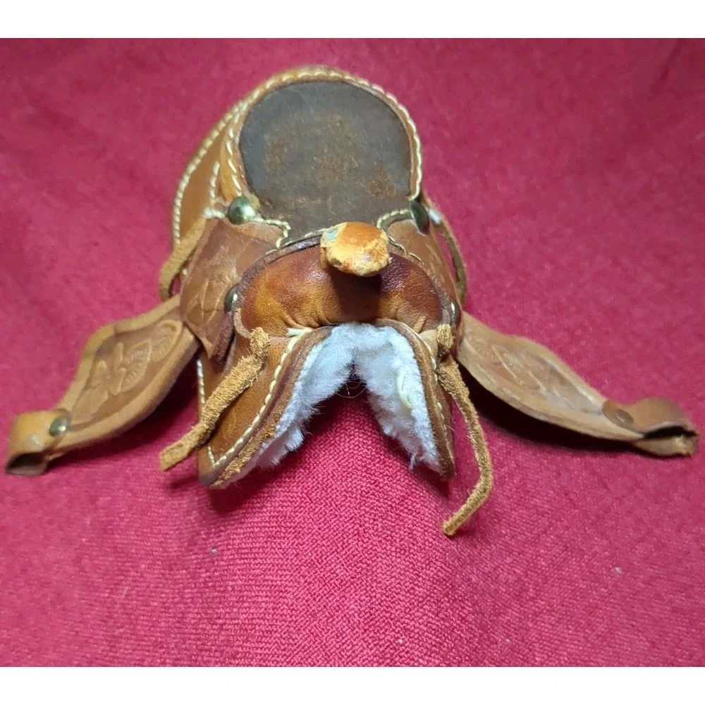 Mini Tooled Leather Sherpa Lined Saddle
